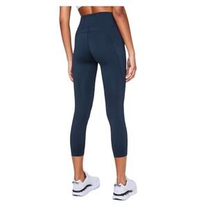 Lululemon 2 F & F High Rise Crop Leggings 23" True Navy Gym Yoga *flaw